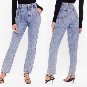 NWT Nasty Gal pleated high-waist mom jeans